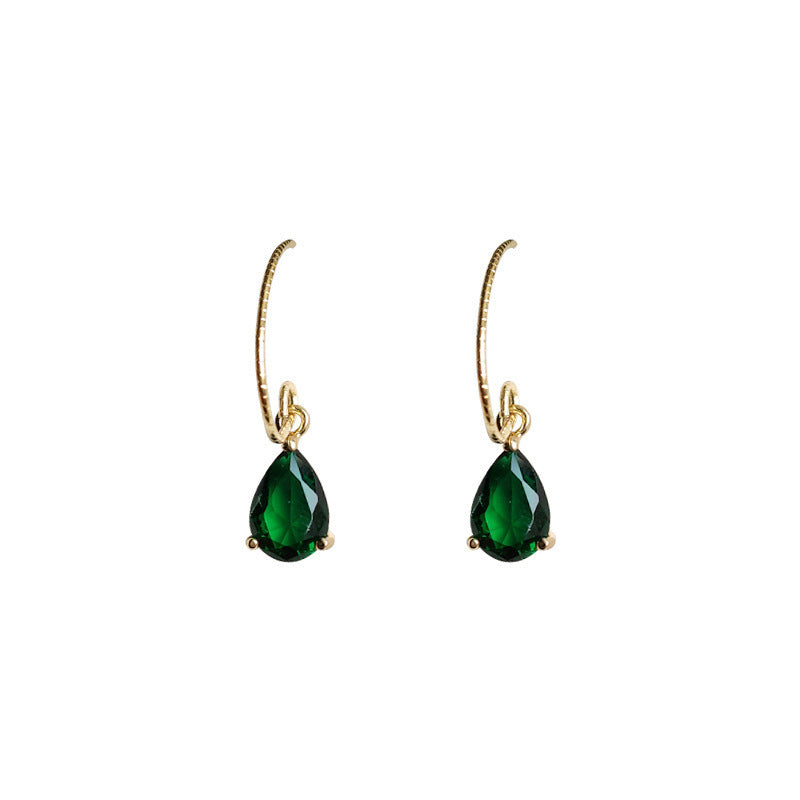 Light Luxury Emerald Drop-shaped Zircon Earrings